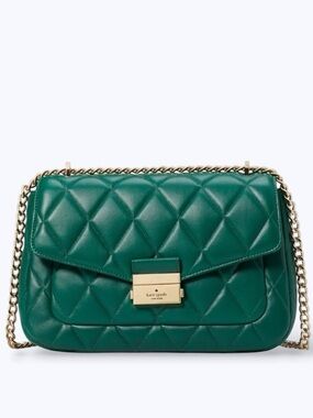 Kate Spade Carey Smooth Leather Medium Flap Quilted Shoulder Crossbody Bag